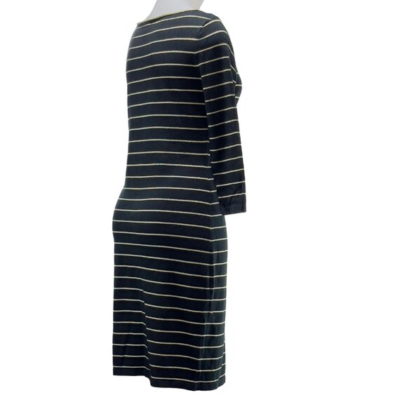 CHAPS Women's Black/Gold Metallic Striped Cotton Blend Knit Dress Size M - Picture 2 of 7